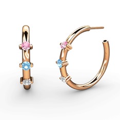 Lita Halka Küpe - Swarovski, akuamarin ve pembe kuvars 14 ayar rose altın küpe #jsrkp7