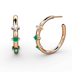 Lita Halka Küpe - Yeşil kuvars, kök zümrüt ve beyaz zirkon 925 ayar rose altın kaplama gümüş küpe #jxnj1n