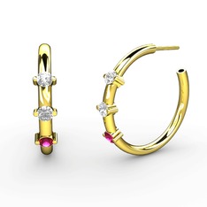 Lita Halka Küpe - Rodolit garnet, swarovski ve pırlanta 8 ayar altın küpe (0.22 karat) #knv7nc