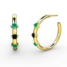 Lita Halka Küpe - Kök zümrüt ve siyah zirkon 18 ayar altın küpe #l0i3ta