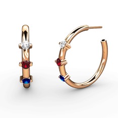 Lita Halka Küpe - Lab safir, garnet ve swarovski 8 ayar rose altın küpe #l8fd1y