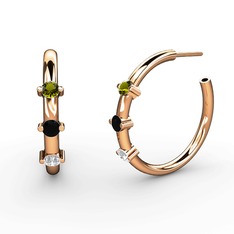 Lita Halka Küpe - Pırlanta, siyah zirkon ve peridot 14 ayar rose altın küpe (0.22 karat) #lkifye