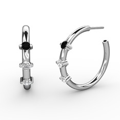 Lita Halka Küpe - Beyaz zirkon, swarovski ve siyah zirkon 8 ayar beyaz altın küpe #lmxeld