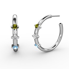 Lita Halka Küpe - Akuamarin, swarovski ve peridot 14 ayar beyaz altın küpe #lt6c0t