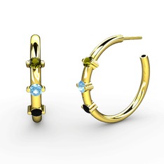 Lita Halka Küpe - Siyah zirkon, akuamarin ve peridot 14 ayar altın küpe #m1hchr