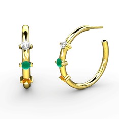 Lita Halka Küpe - Sitrin, kök zümrüt ve swarovski 18 ayar altın küpe #mhxs18