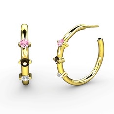 Lita Halka Küpe - Swarovski, dumanlı kuvars ve pembe kuvars 925 ayar altın kaplama gümüş küpe #mmr5ey