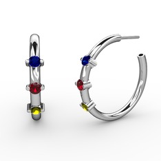 Peridot, garnet ve lab safir 925 ayar gümüş küpe