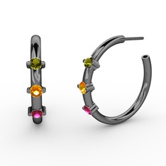 Lita Halka Küpe - Rodolit garnet, sitrin ve peridot 925 ayar siyah rodyum kaplama gümüş küpe #nqjgpr