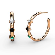 Lita Halka Küpe - Yeşil kuvars, siyah zirkon ve swarovski 925 ayar rose altın kaplama gümüş küpe #nujat5