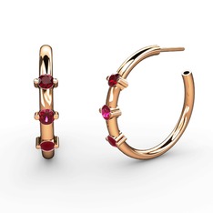 Lita Halka Küpe - Kök yakut, rodolit garnet ve garnet 18 ayar rose altın küpe #nuurwz