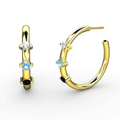 Lita Halka Küpe - Siyah zirkon, akuamarin ve swarovski 14 ayar altın küpe #o3myxw