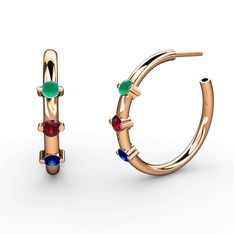 Lita Halka Küpe - Lab safir, garnet ve kök zümrüt 8 ayar rose altın küpe #o73eji