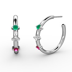 Lita Halka Küpe - Rodolit garnet, swarovski ve kök zümrüt 925 ayar gümüş küpe #oa2b6n