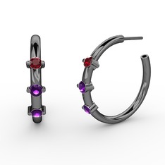 Lita Halka Küpe - Ametist ve garnet 925 ayar siyah rodyum kaplama gümüş küpe #oi0dqp