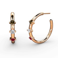 Lita Halka Küpe - Kök yakut, swarovski ve dumanlı kuvars 925 ayar rose altın kaplama gümüş küpe #pfsxev