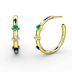 Lita Halka Küpe - Lab safir, swarovski ve kök zümrüt 14 ayar altın küpe #pii8yu