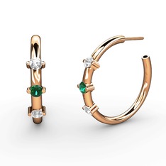 Lita Halka Küpe - Pırlanta, yeşil kuvars ve beyaz zirkon 14 ayar rose altın küpe (0.22 karat) #pngnf1