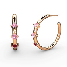 Lita Halka Küpe - Kök yakut ve pembe kuvars 8 ayar rose altın küpe #qbznki