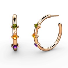 Lita Halka Küpe - Ametist, sitrin ve peridot 8 ayar rose altın küpe #qhmwxu