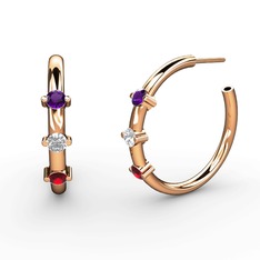 Lita Halka Küpe - Garnet, swarovski ve ametist 18 ayar rose altın küpe #qhnejb
