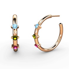 Lita Halka Küpe - Rodolit garnet, peridot ve akuamarin 14 ayar rose altın küpe #qn8qq4