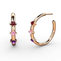 Lita Halka Küpe - Ametist, pembe kuvars ve garnet 14 ayar rose altın küpe #qwgwe8