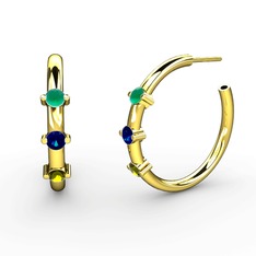 Lita Halka Küpe - Peridot, lab safir ve kök zümrüt 8 ayar altın küpe #s4459v