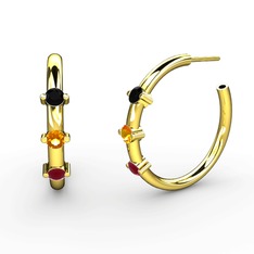 Lita Halka Küpe - Kök yakut, sitrin ve siyah zirkon 14 ayar altın küpe #sh52yb