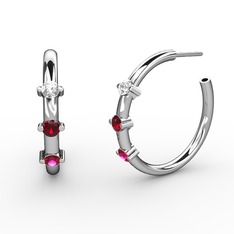 Lita Halka Küpe - Rodolit garnet, garnet ve pırlanta 925 ayar gümüş küpe (0.22 karat) #shlrpv