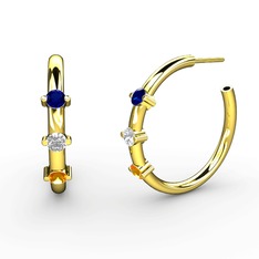 Lita Halka Küpe - Sitrin, swarovski ve lab safir 14 ayar altın küpe #spqzp5