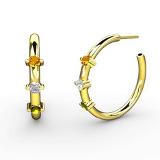 Lita Halka Küpe - Peridot, swarovski ve sitrin 14 ayar altın küpe #ssoz5g