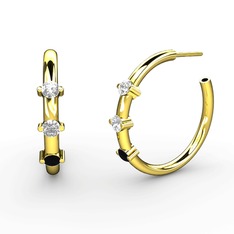 Siyah zirkon, swarovski ve beyaz zirkon 14 ayar altın küpe