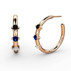 Lita Halka Küpe - Swarovski, lab safir ve siyah zirkon 18 ayar rose altın küpe #t1m9wy