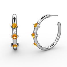 Lita Halka Küpe - Sitrin 14 ayar beyaz altın küpe #t38p4y