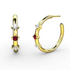 Lita Halka Küpe - Swarovski, garnet ve pırlanta 8 ayar altın küpe (0.22 karat) #u7uf8w