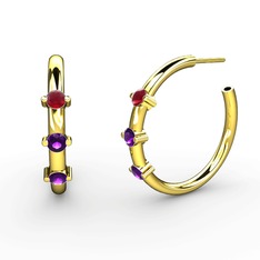 Lita Halka Küpe - Ametist ve kök yakut 8 ayar altın küpe #ujzzpe