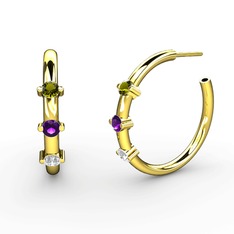 Lita Halka Küpe - Pırlanta, ametist ve peridot 18 ayar altın küpe (0.22 karat) #uueer8