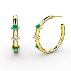 Lita Halka Küpe - Yeşil kuvars, swarovski ve kök zümrüt 14 ayar altın küpe #vbiu7n