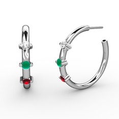 Lita Halka Küpe - Garnet, kök zümrüt ve swarovski 18 ayar beyaz altın küpe #vehace