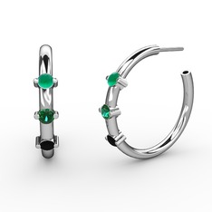 Lita Halka Küpe - Siyah zirkon, yeşil kuvars ve kök zümrüt 14 ayar beyaz altın küpe #vuh2si