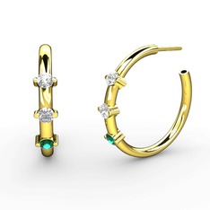 Lita Halka Küpe - Yeşil kuvars, swarovski ve pırlanta 8 ayar altın küpe (0.22 karat) #vw0yrq
