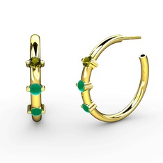 Lita Halka Küpe - Kök zümrüt ve peridot 14 ayar altın küpe #w74w2n