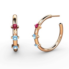 Lita Halka Küpe - Akuamarin ve rodolit garnet 14 ayar rose altın küpe #wbf5t0