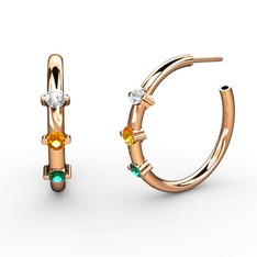 Lita Halka Küpe - Yeşil kuvars, sitrin ve swarovski 925 ayar rose altın kaplama gümüş küpe #witoq8