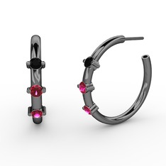 Lita Halka Küpe - Rodolit garnet ve siyah zirkon 925 ayar siyah rodyum kaplama gümüş küpe #wp5dqs