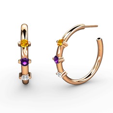 Lita Halka Küpe - Swarovski, ametist ve sitrin 14 ayar rose altın küpe #x9z52i