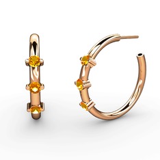 Lita Halka Küpe - Sitrin 925 ayar rose altın kaplama gümüş küpe #xfftbc