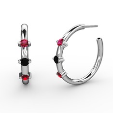 Garnet, siyah zirkon ve rodolit garnet 925 ayar gümüş küpe