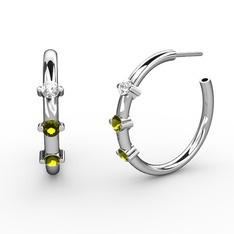 Peridot ve swarovski 925 ayar gümüş küpe
